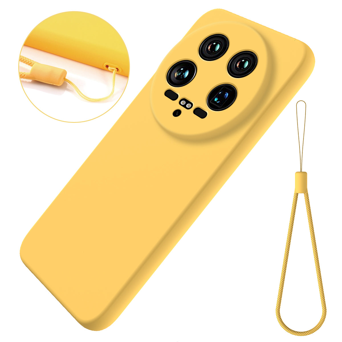 For Xiaomi 14 Ultra Phone Case Liquid Silicone Protective Cover with Hand Strap For Xiaomi 14 Ultra Phone Case Liquid Silicone Protective Cover with Hand Strap